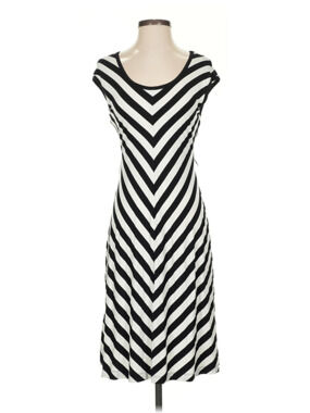 Calvin Klein | Dresses | Calvin Klein Sleeveless Fit Flare Mesh Panel  Ribbon Stripe Black Midi Dress 2 | Poshmark